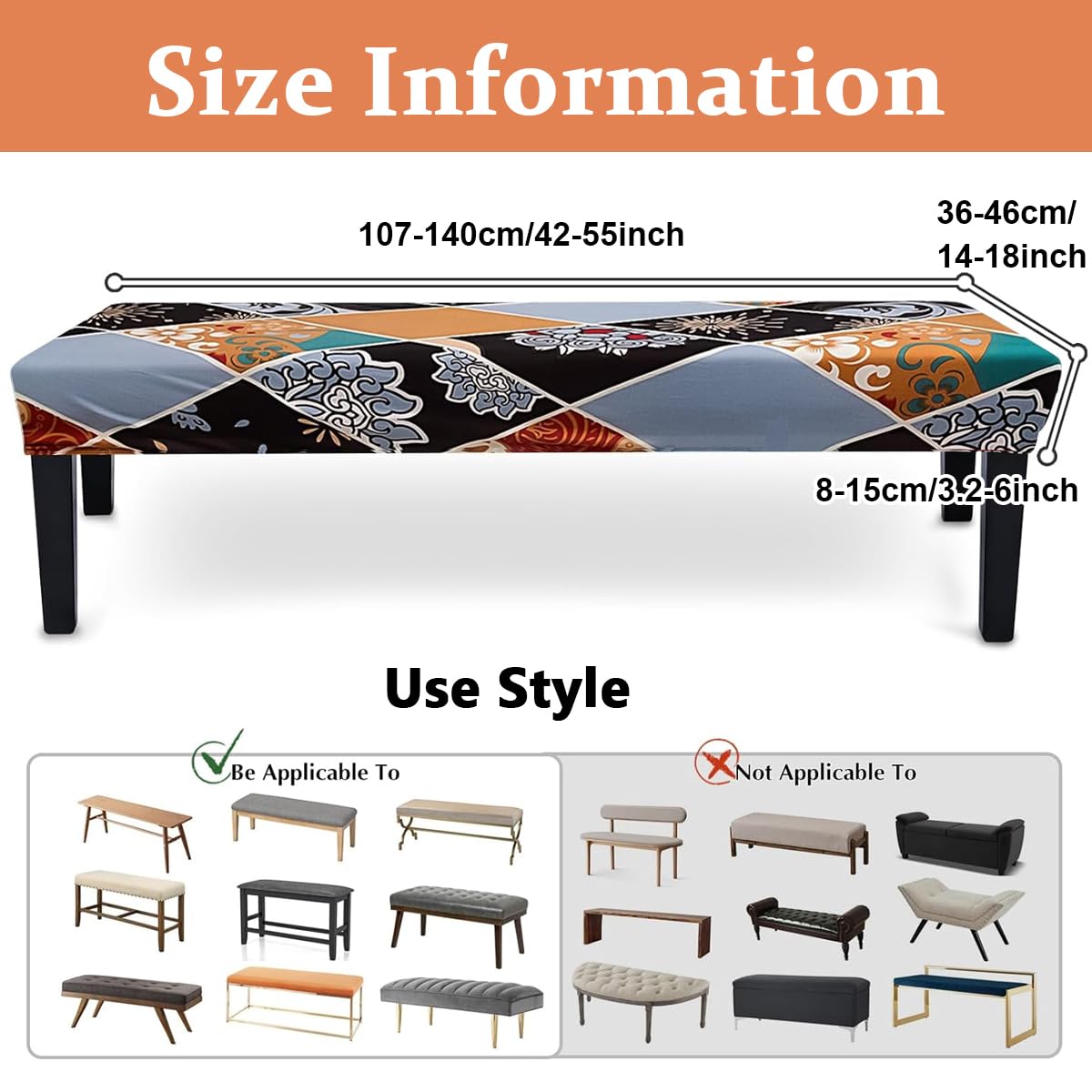 HASTHIP Stretchy Bench Seat Cover Anti-scratch Dacron Cover for Living Room Bench Floral Print Bench Cover Leather Bench Seat Protector Cover for Piano Bench, Entryway Bench Anti-Dust Removable Bench HASTHIP Stretchy Bench Seat Cover Anti-scratch Dacron Cover for Living Room Bench Floral Print Bench Cover Leather Bench Seat Protector Cover for Piano Bench, Entryway Bench Anti-Dust Removable Bench